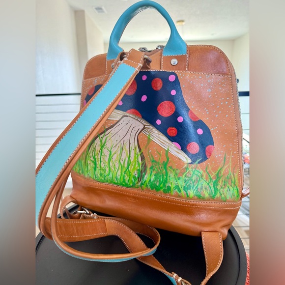 Shinola Detroit Mini Zip Backpack with hand painted dragon theme - Picture 3 of 12